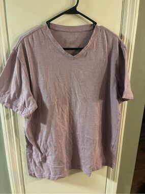 Men’s Large George Light Lavender Short Sleeve Shirt Cotton And Polyester